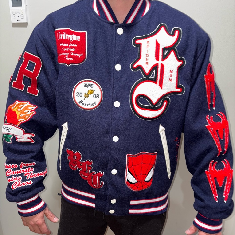 Civil Regime x Spider-Man Varsity Jacket Men’s L NWT
